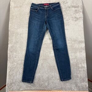 LL Bean Cycling Skinny Jeans Womens 8 MT Dark Wash Reflective Cuff Denim‎ Pants
